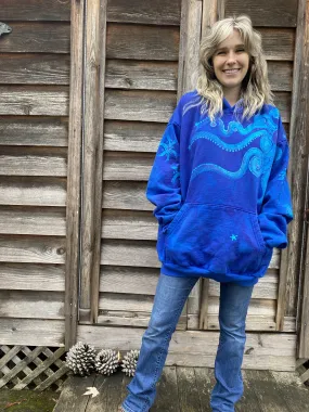 Bright Blue Moonlight Cascade Batik Pullover Hoodie - Size 2X