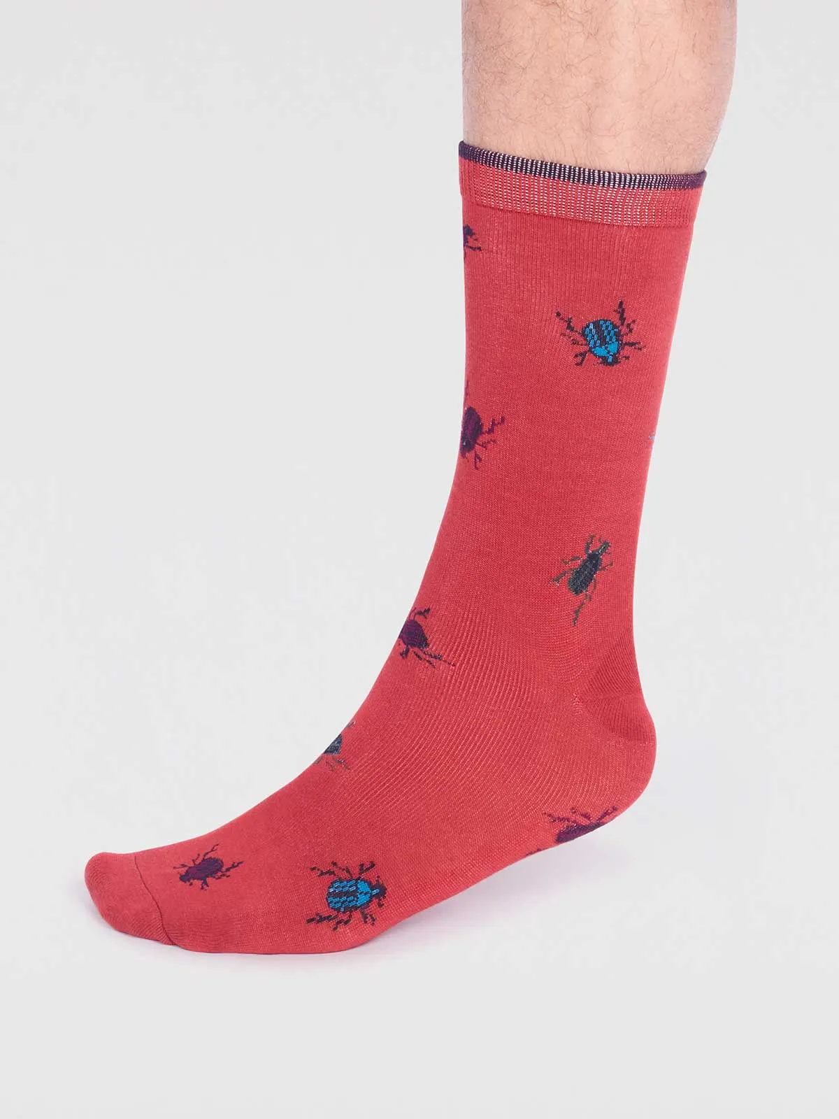 Brody Bamboo Bug Socks - Hibiscus Red