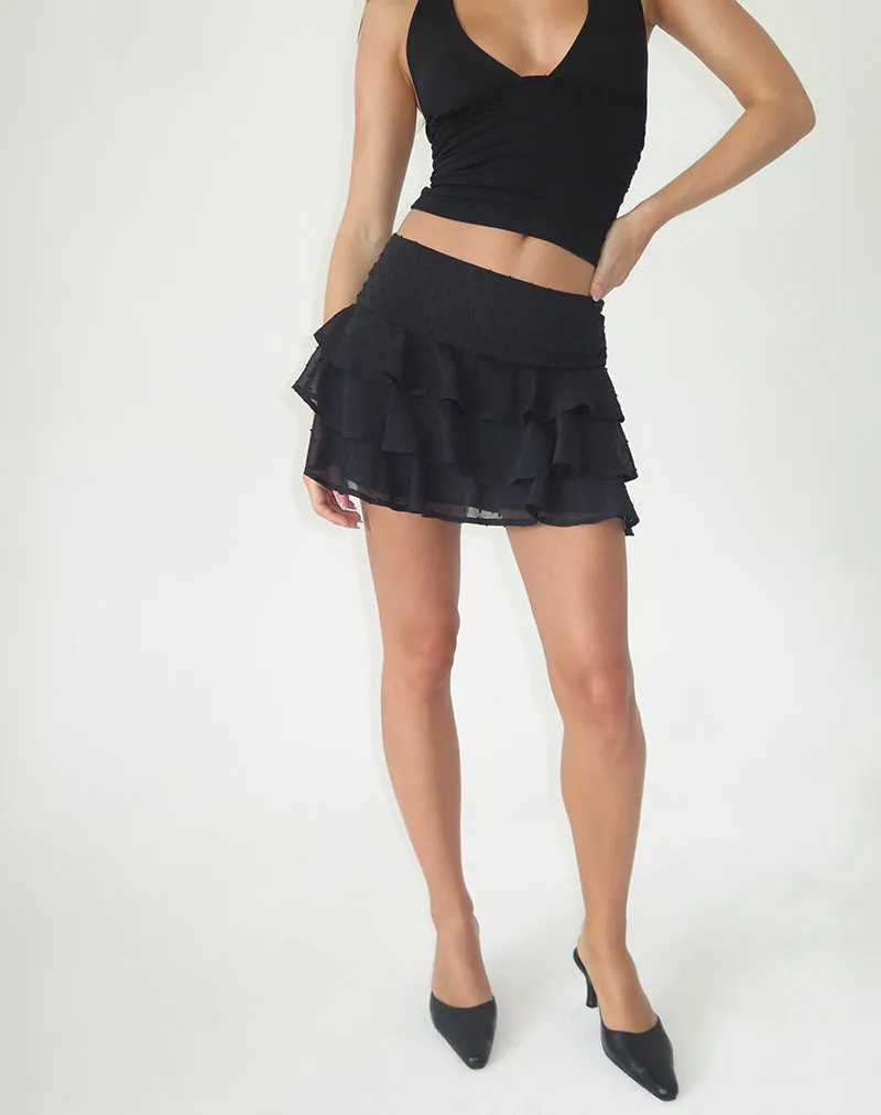 Camigo Mini Skirt in Polka Chiffon Black