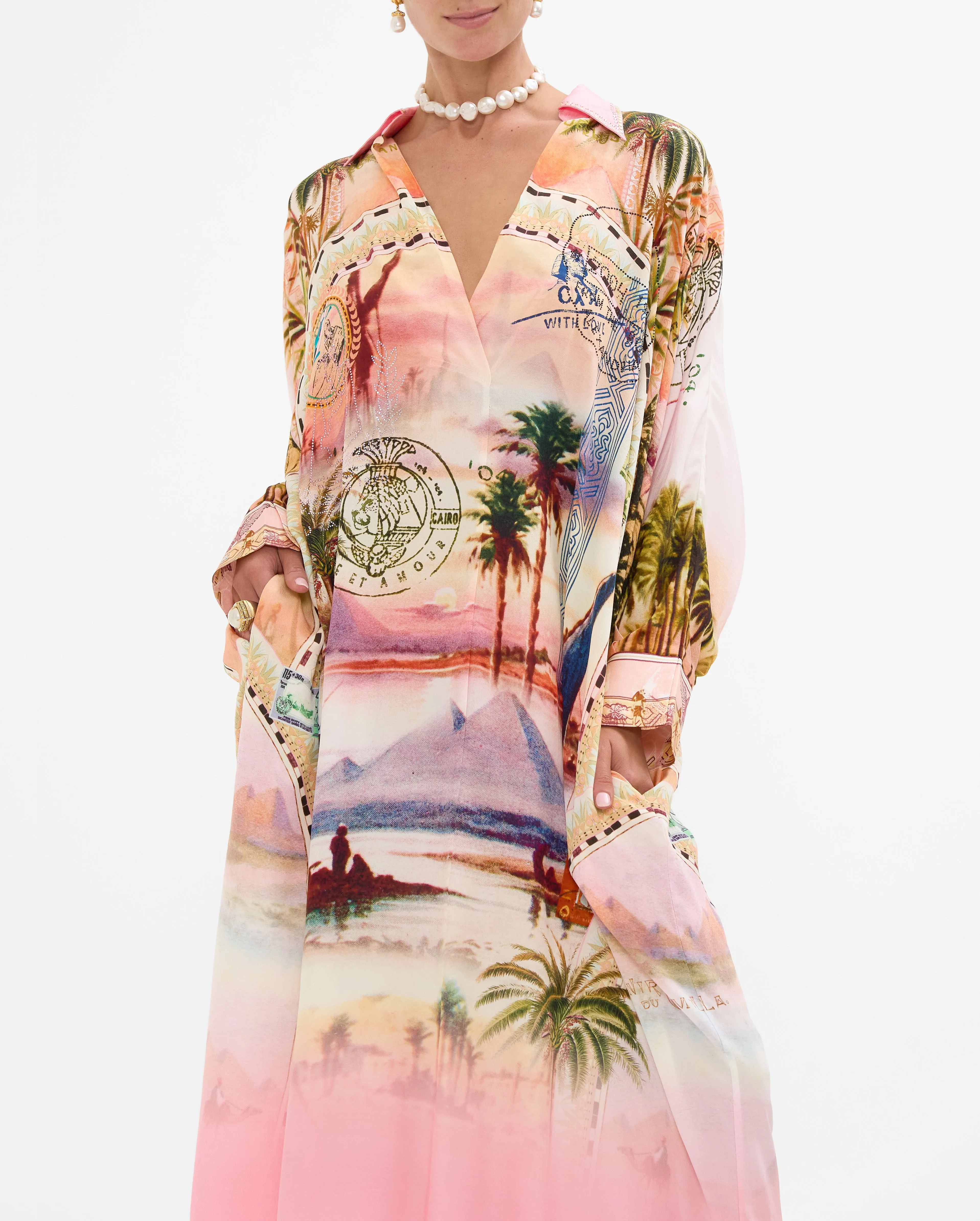 CAMILLA |  Millas Got Mail Wing Collar Kaftan