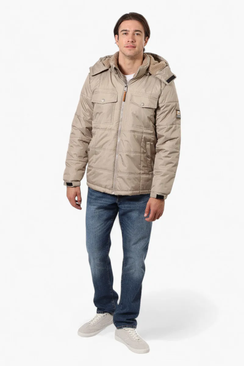 Canada Work Gear 4 Pocket Sherpa Lined Hood Bomber Jacket - Beige