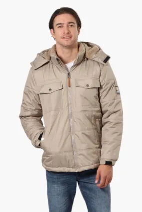 Canada Work Gear 4 Pocket Sherpa Lined Hood Bomber Jacket - Beige