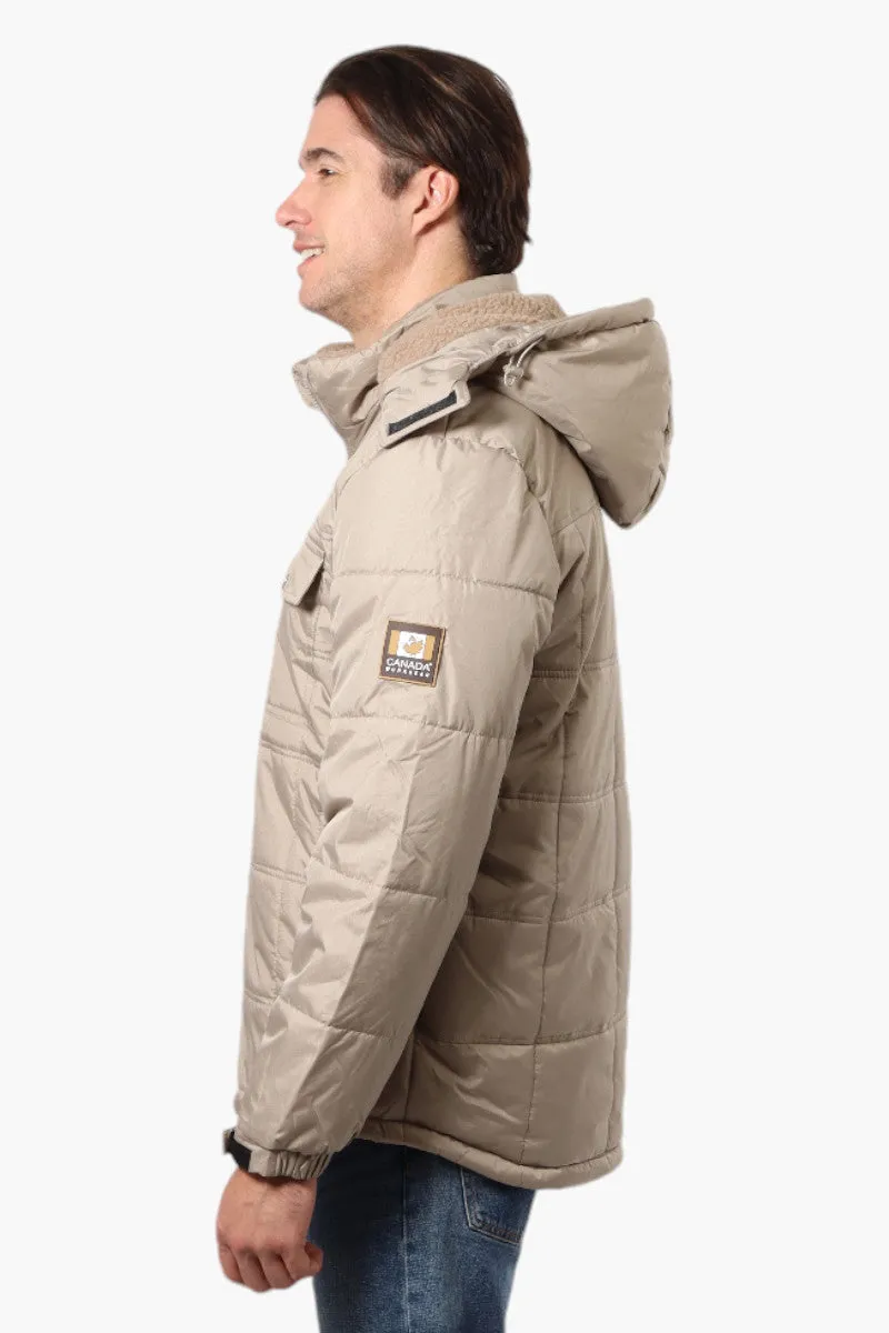 Canada Work Gear 4 Pocket Sherpa Lined Hood Bomber Jacket - Beige