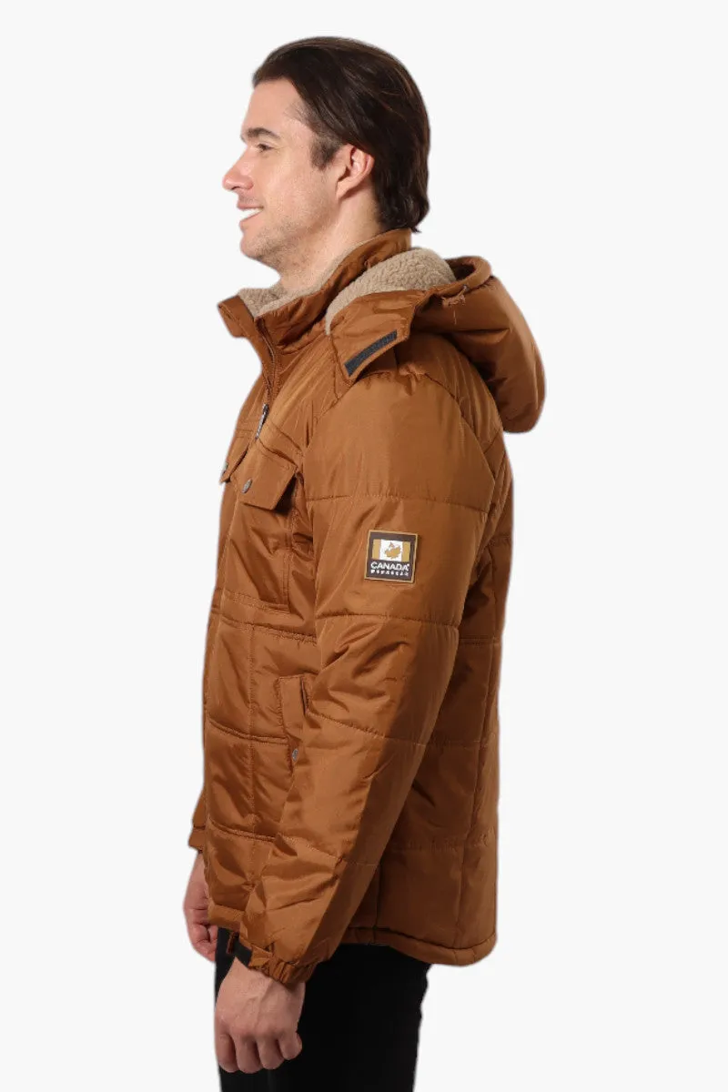 Canada Work Gear 4 Pocket Sherpa Lined Hood Bomber Jacket - Brown