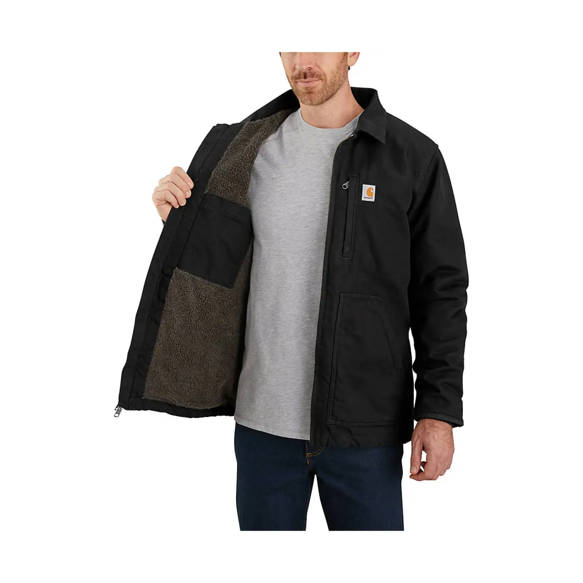 Carhartt Men's Sherpa Lined Loose Fit Field Jacket - Dark Brown