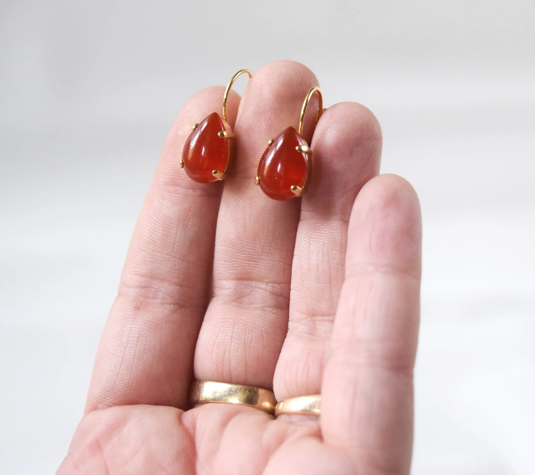 Carnelian Teardrop Earrings - Medium