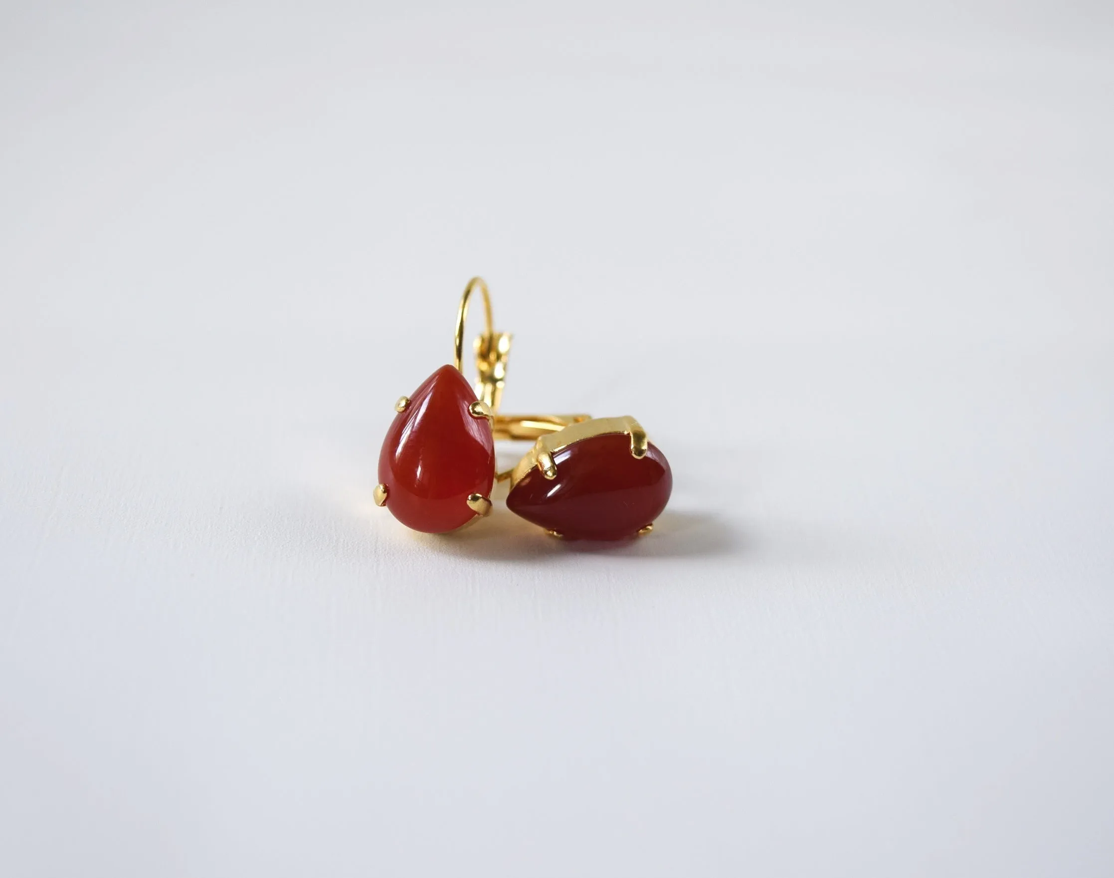 Carnelian Teardrop Earrings - Medium