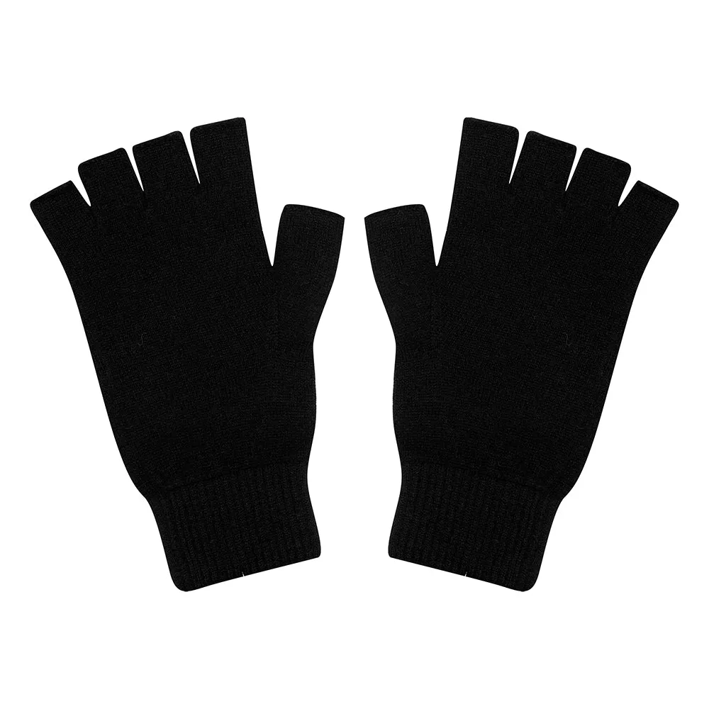 Cashmere Fingerless Gloves in Black