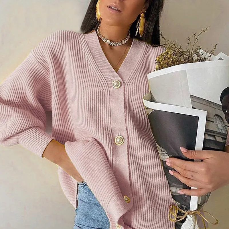 Casual Long Knitted V-neck Cardigan Sweaters