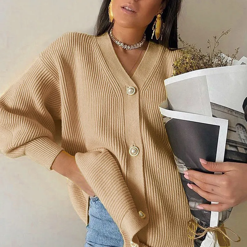 Casual Long Knitted V-neck Cardigan Sweaters