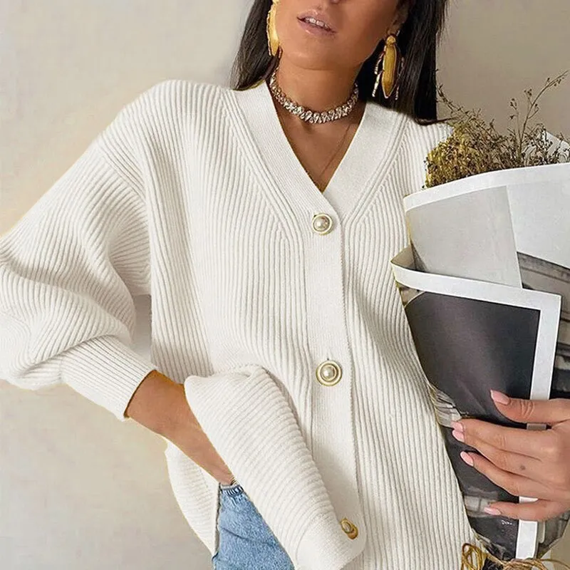 Casual Long Knitted V-neck Cardigan Sweaters