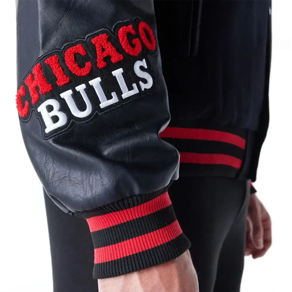 Chicago Bulls Nba Patch Black And Red Varsity Jacket