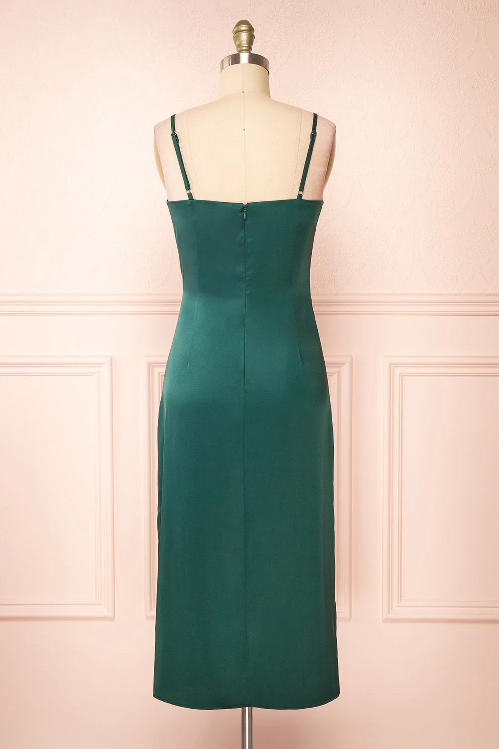 Chloe Green | Satin Cowl Neck Midi Dress