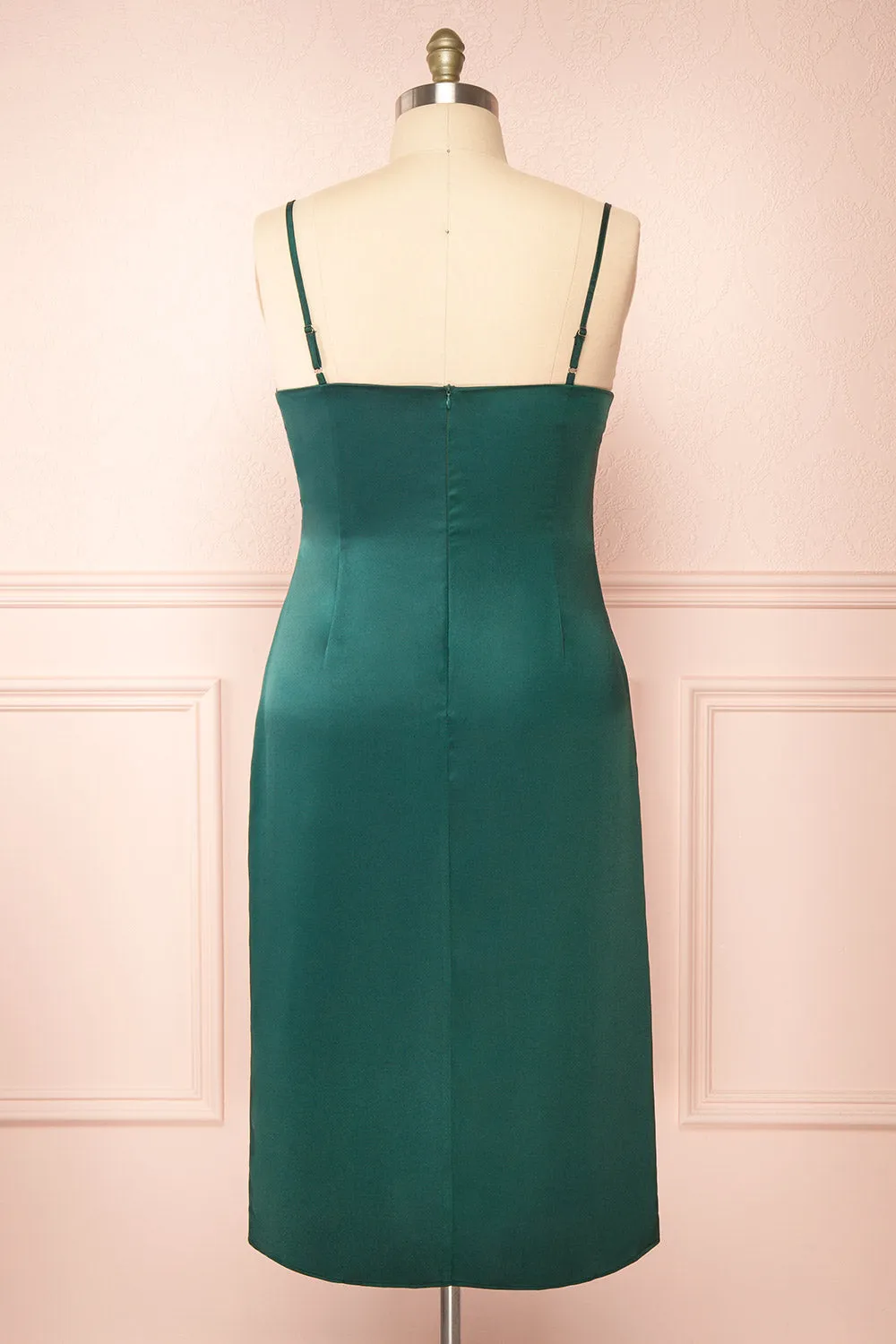 Chloe Green | Satin Cowl Neck Midi Dress