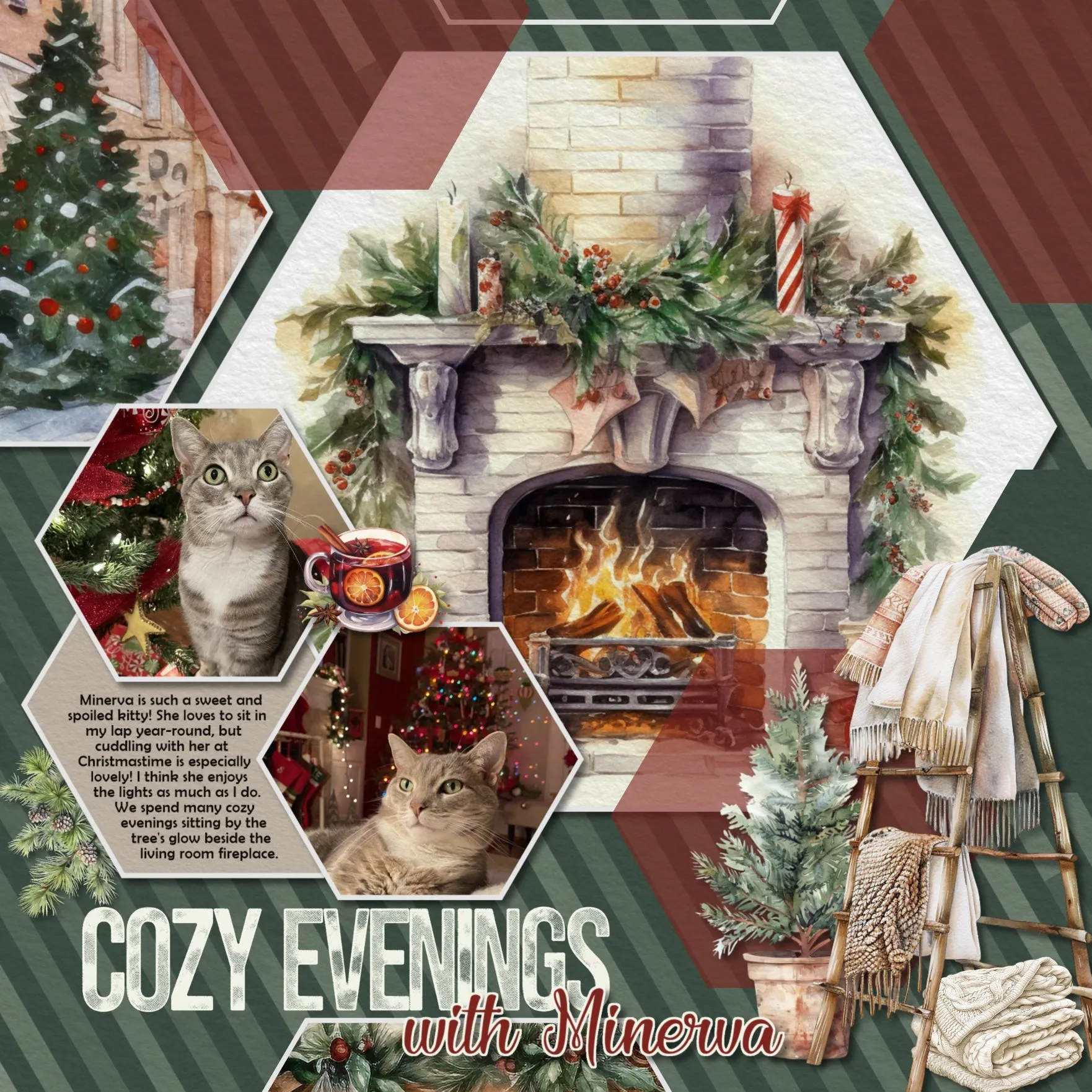 Christmas Watercolor Elements Digital Scrapbook Kit