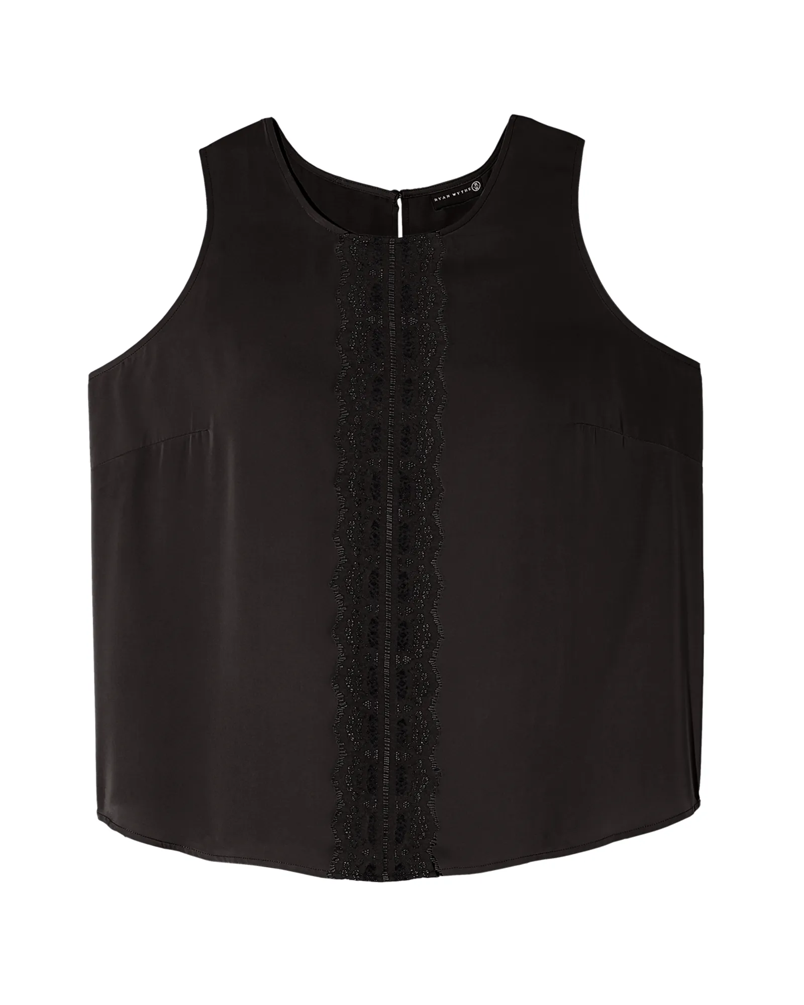 Clara Sleeveless Lace Trim Blouse | Black