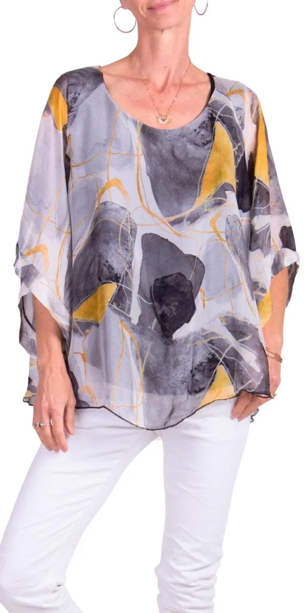 Coletta Abstract Silk Top