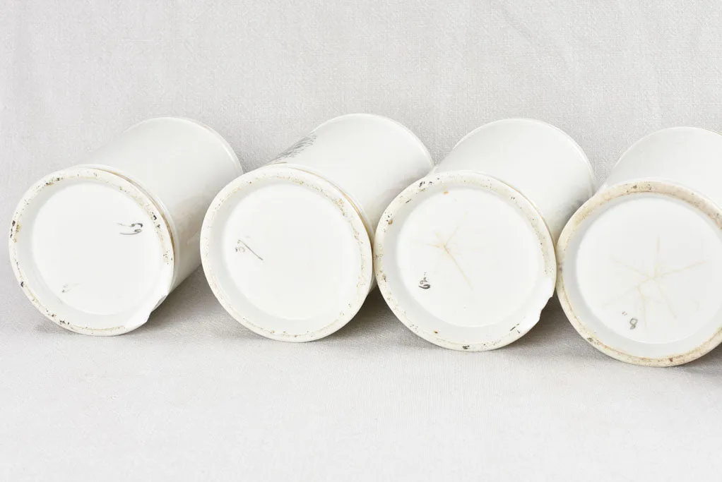 Collection of 6 antique French apothecary jars - porcelain 10¾"