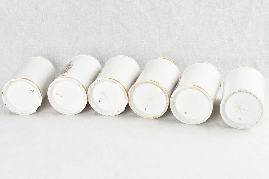 Collection of 6 antique French apothecary jars - porcelain 10¾"