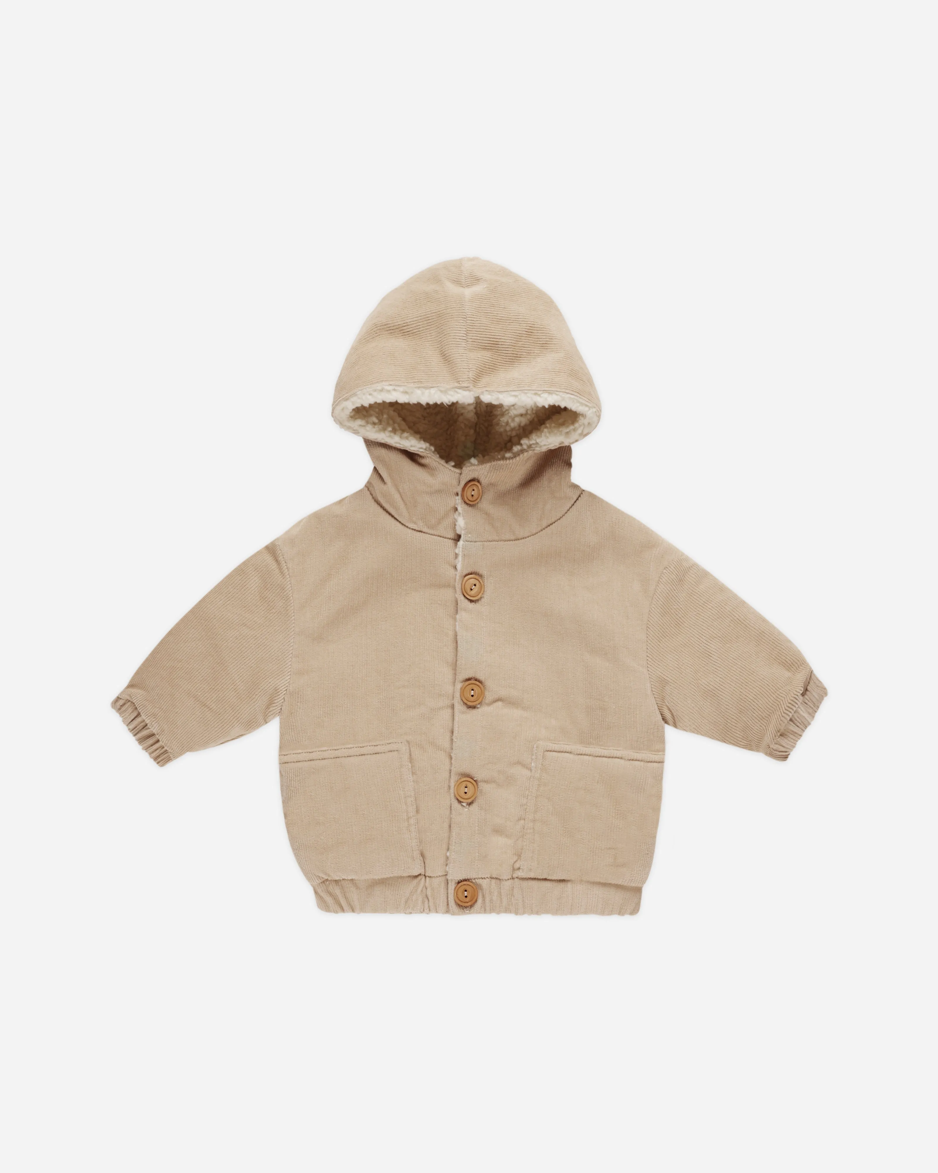 Corduroy Hooded Jacket || Latte