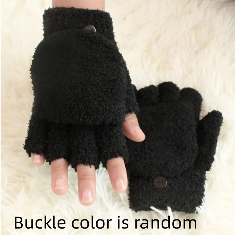 Cozy Coral Velvet Convertible Gloves for AutumnWinter