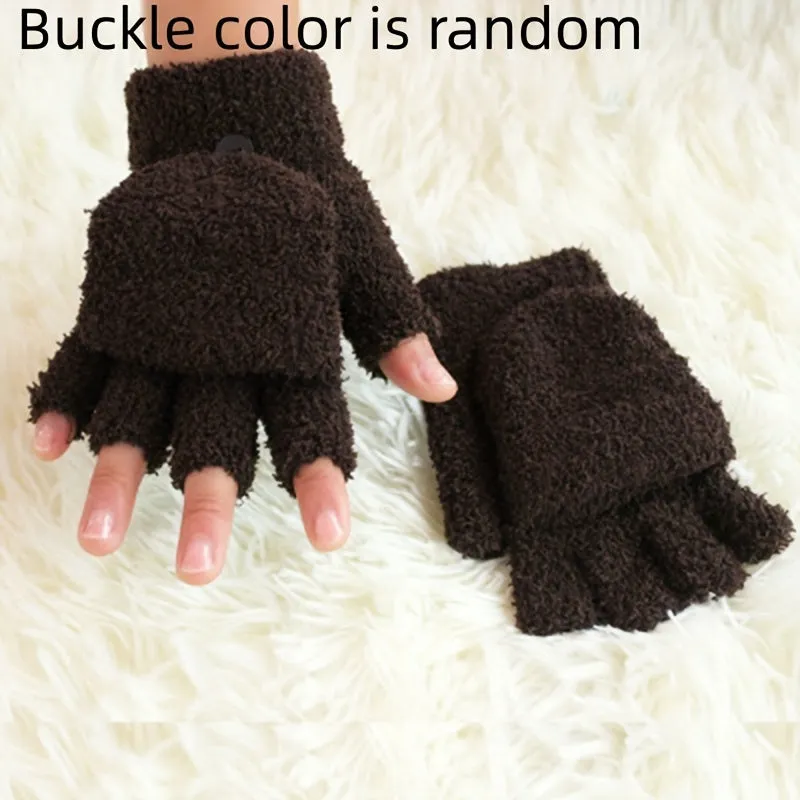 Cozy Coral Velvet Convertible Gloves for AutumnWinter