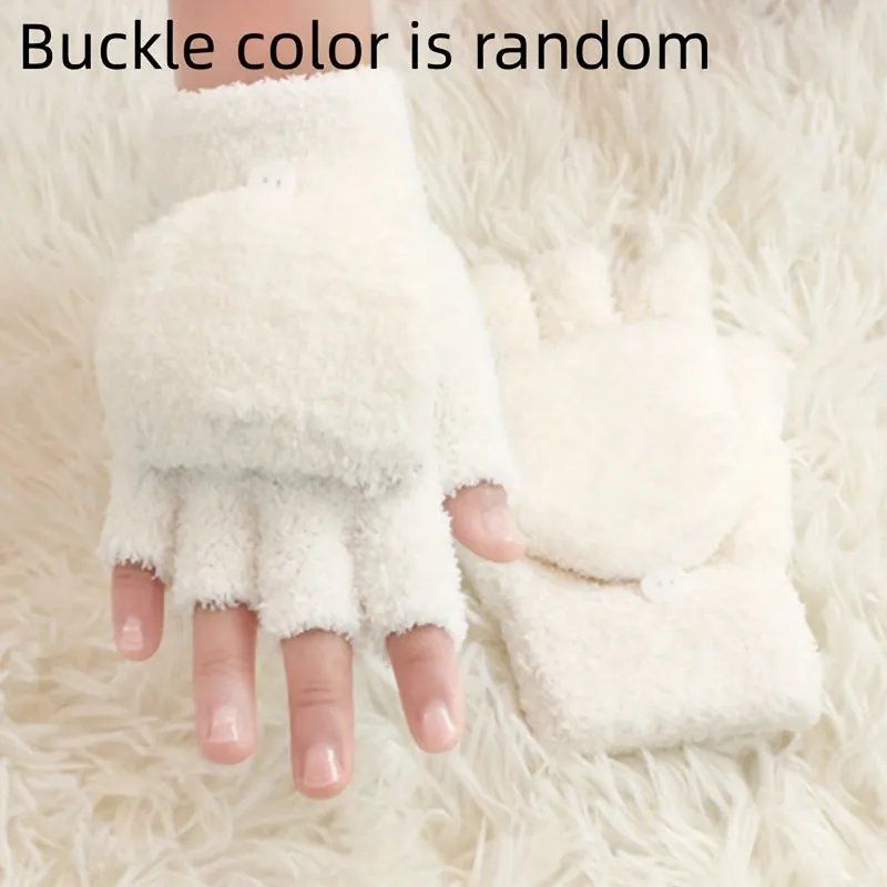 Cozy Coral Velvet Convertible Gloves for AutumnWinter