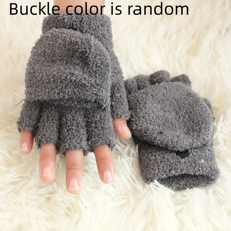 Cozy Coral Velvet Convertible Gloves for AutumnWinter