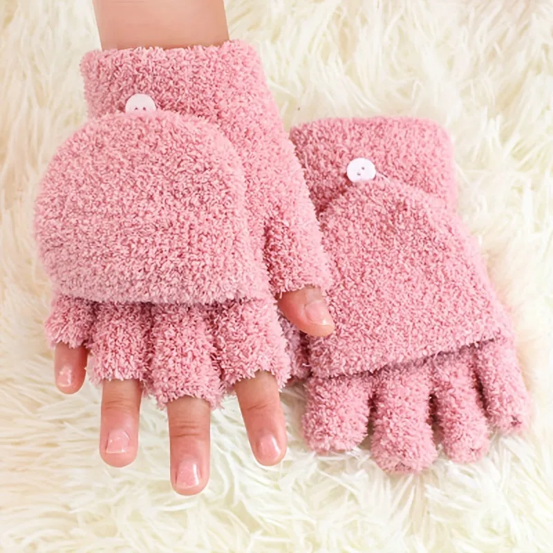 Cozy Coral Velvet Convertible Gloves for AutumnWinter