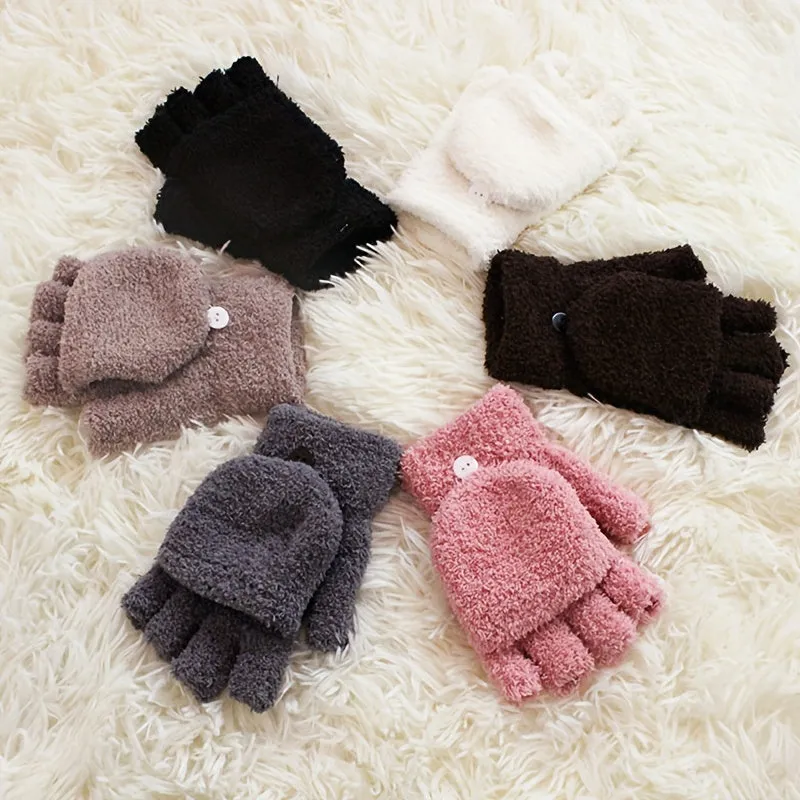 Cozy Coral Velvet Convertible Gloves for AutumnWinter