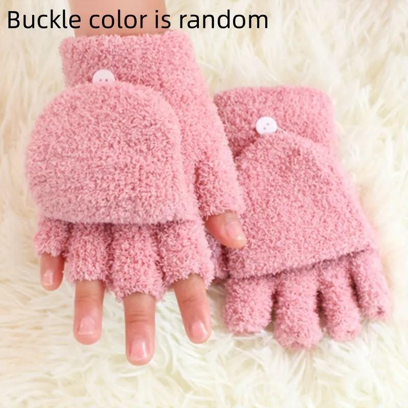 Cozy Coral Velvet Convertible Gloves for AutumnWinter