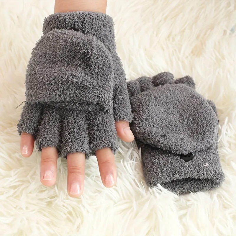 Cozy Coral Velvet Convertible Gloves for AutumnWinter