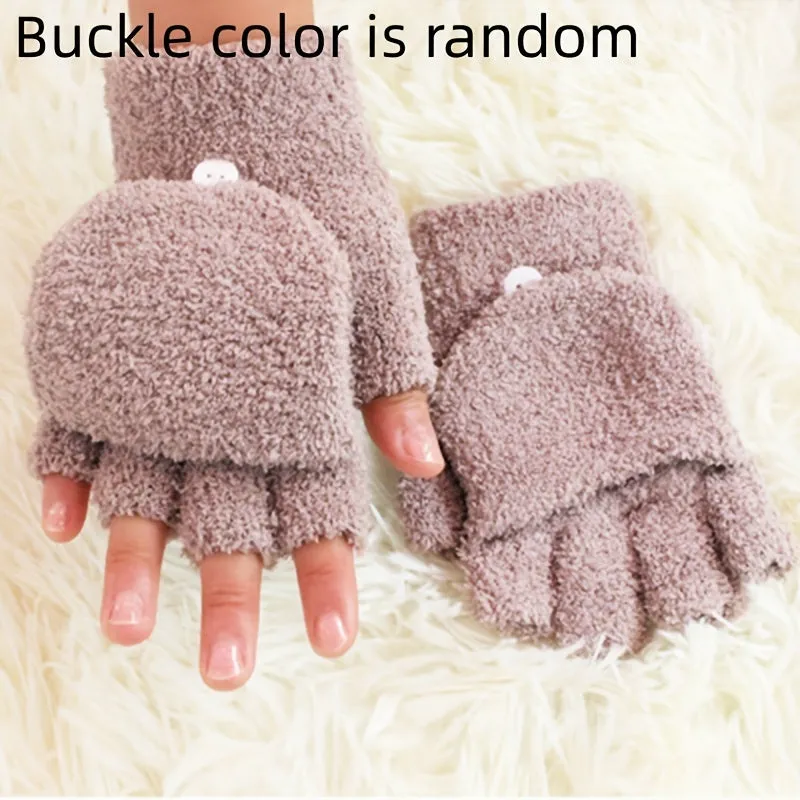 Cozy Coral Velvet Convertible Gloves for AutumnWinter