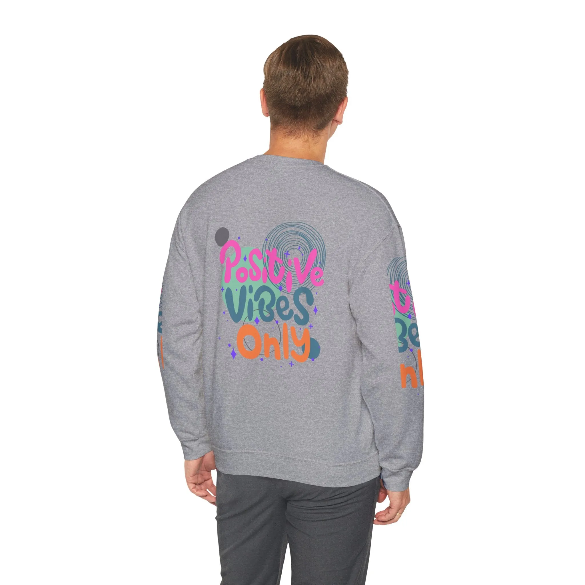 Crewneck Sweatshirt Abstract Geometric Positive Vibes Only Colorful Minimalist Design