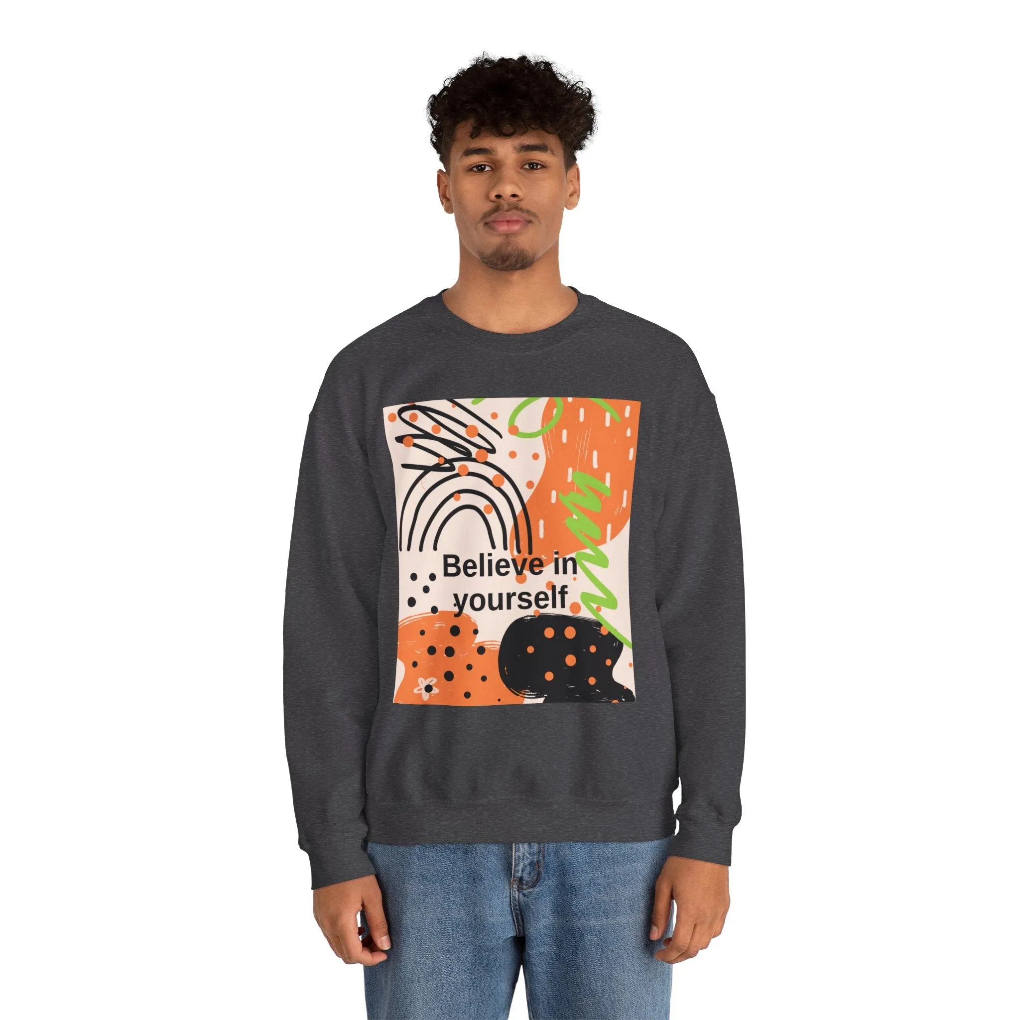 Crewneck Sweatshirt Believe in Yourself Abstract Design