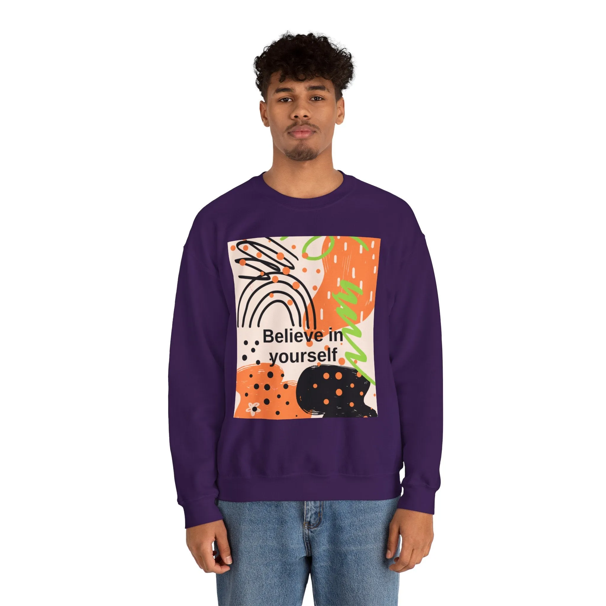 Crewneck Sweatshirt Believe in Yourself Abstract Design