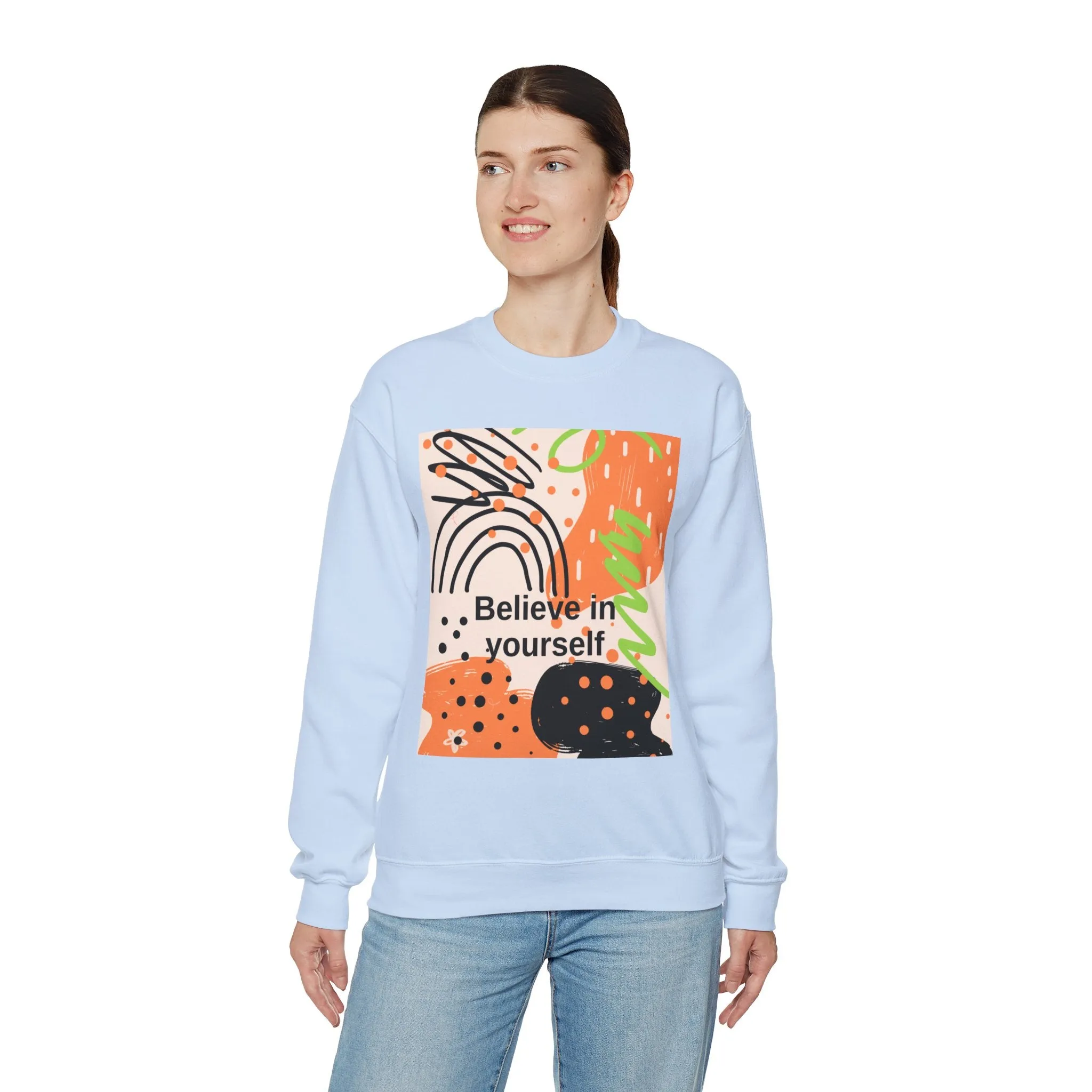 Crewneck Sweatshirt Believe in Yourself Abstract Design