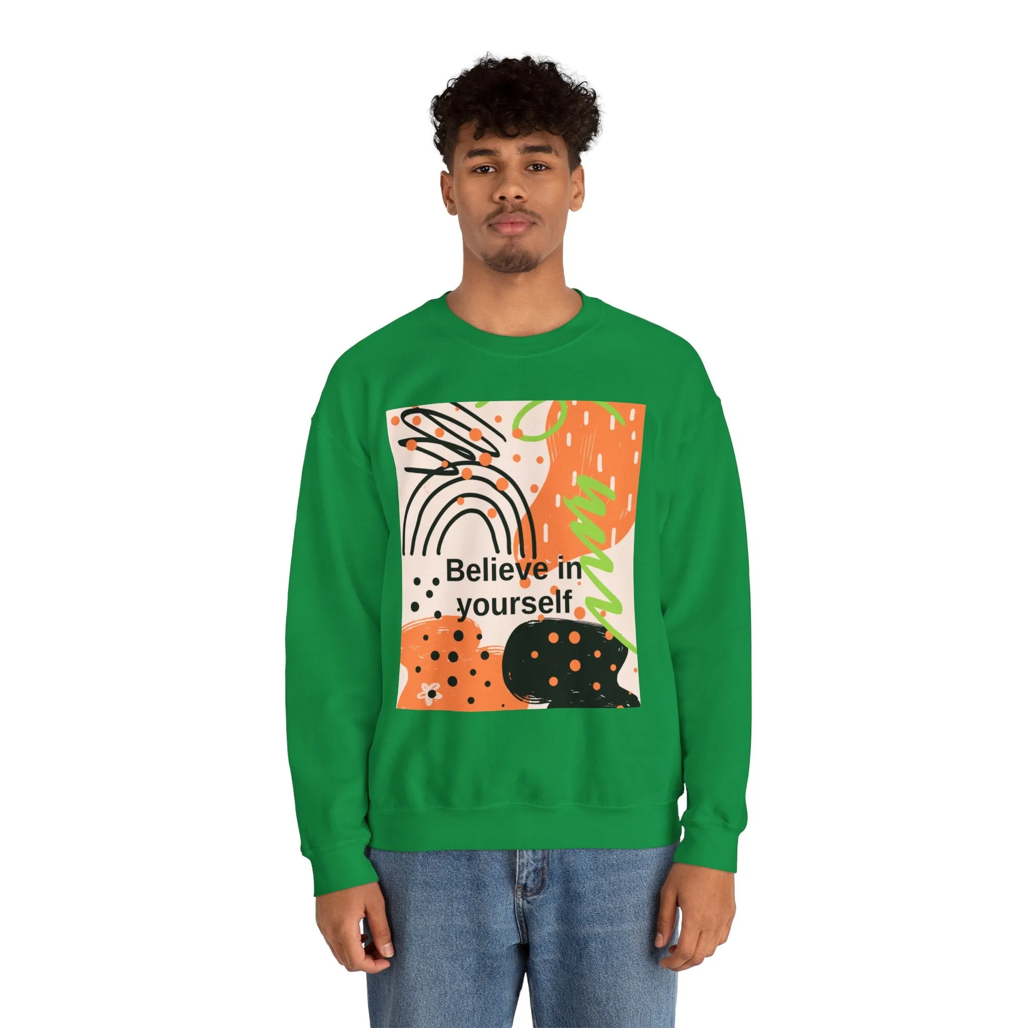 Crewneck Sweatshirt Believe in Yourself Abstract Design