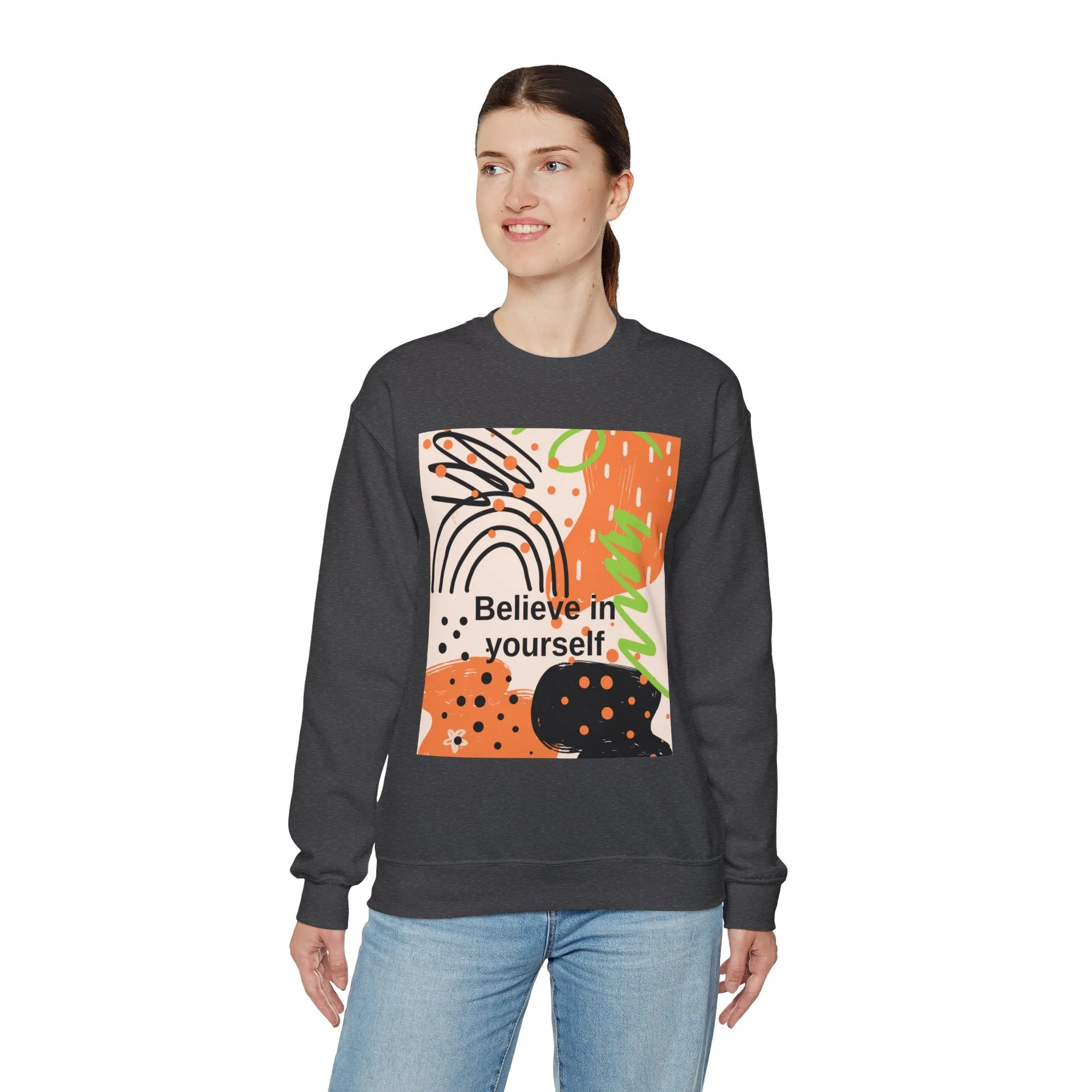 Crewneck Sweatshirt Believe in Yourself Abstract Design