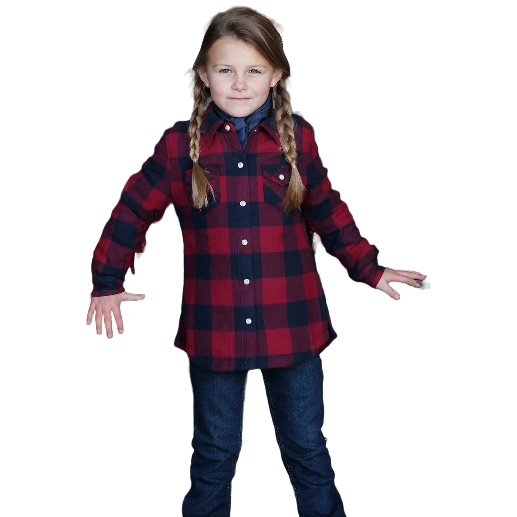 Cruel Denim® Youth Girl's Navy Plaid Fringed Shirt Jacket CWJ8700001