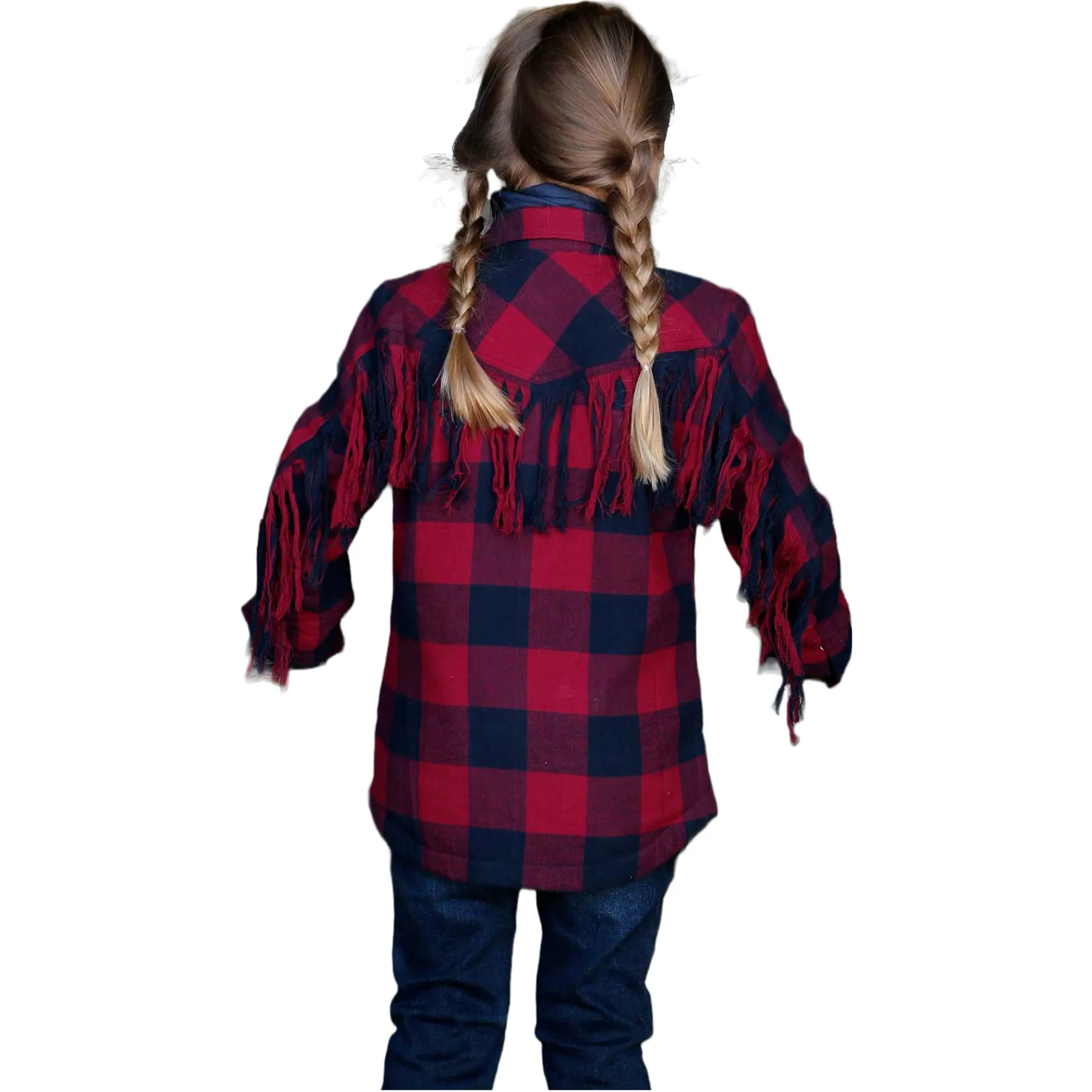 Cruel Denim® Youth Girl's Navy Plaid Fringed Shirt Jacket CWJ8700001