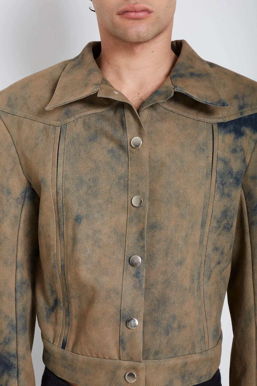 Cuate: Beige Washed Blue  Denim Trucker Jacket