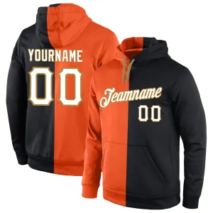 Custom Stitched Orange White-Black Split Fashion Sports Pullover Sweatshirt Hoodie