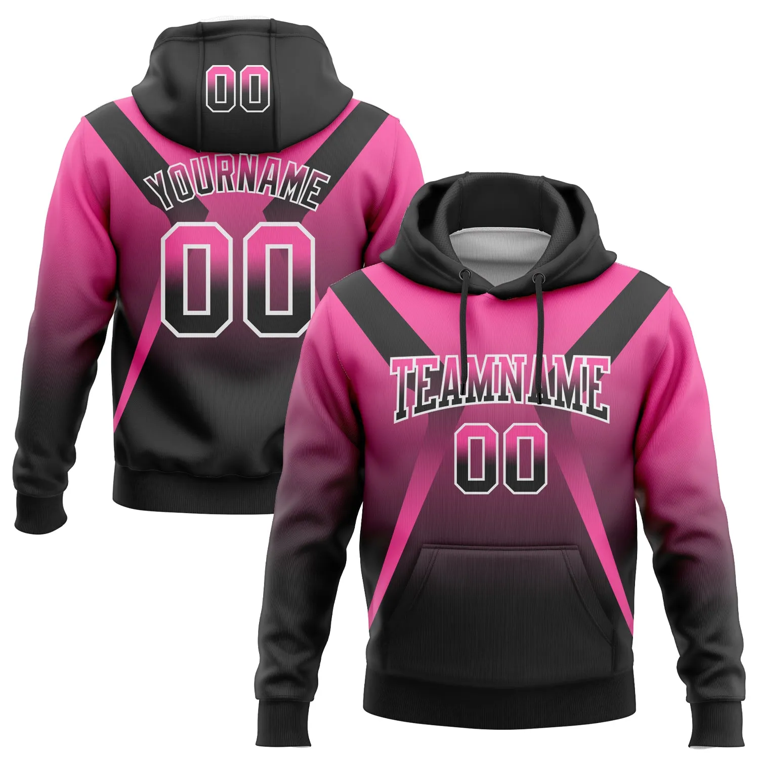 Custom Stitched Pink Black-White Fade Fashion Arrow Sports Pullover Sweatshirt Hoodie