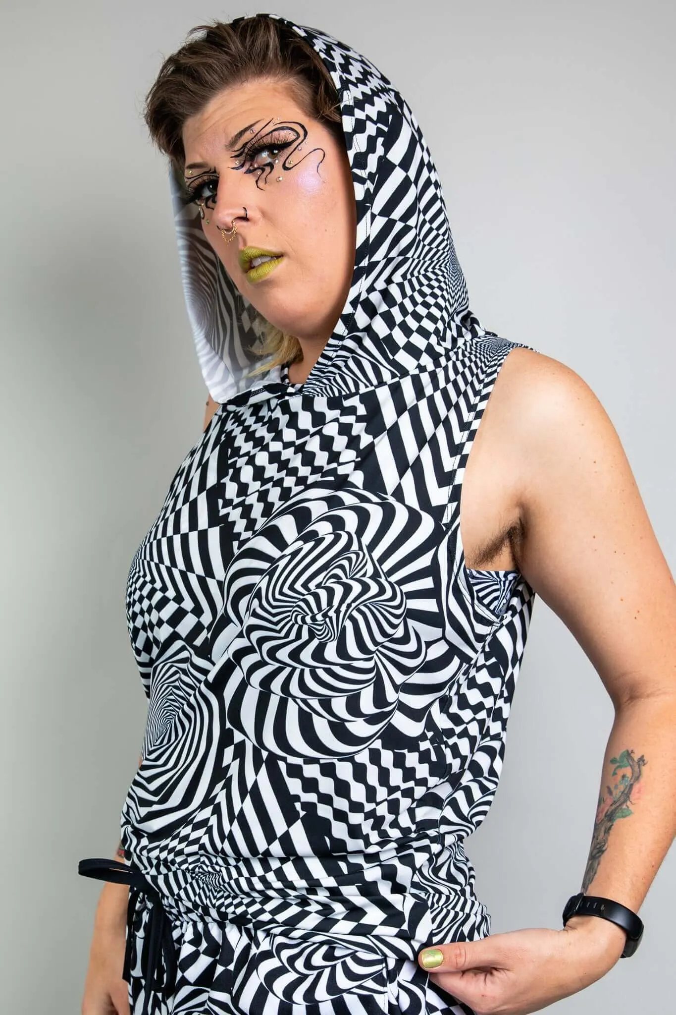 Distortion Tank Top with Hood