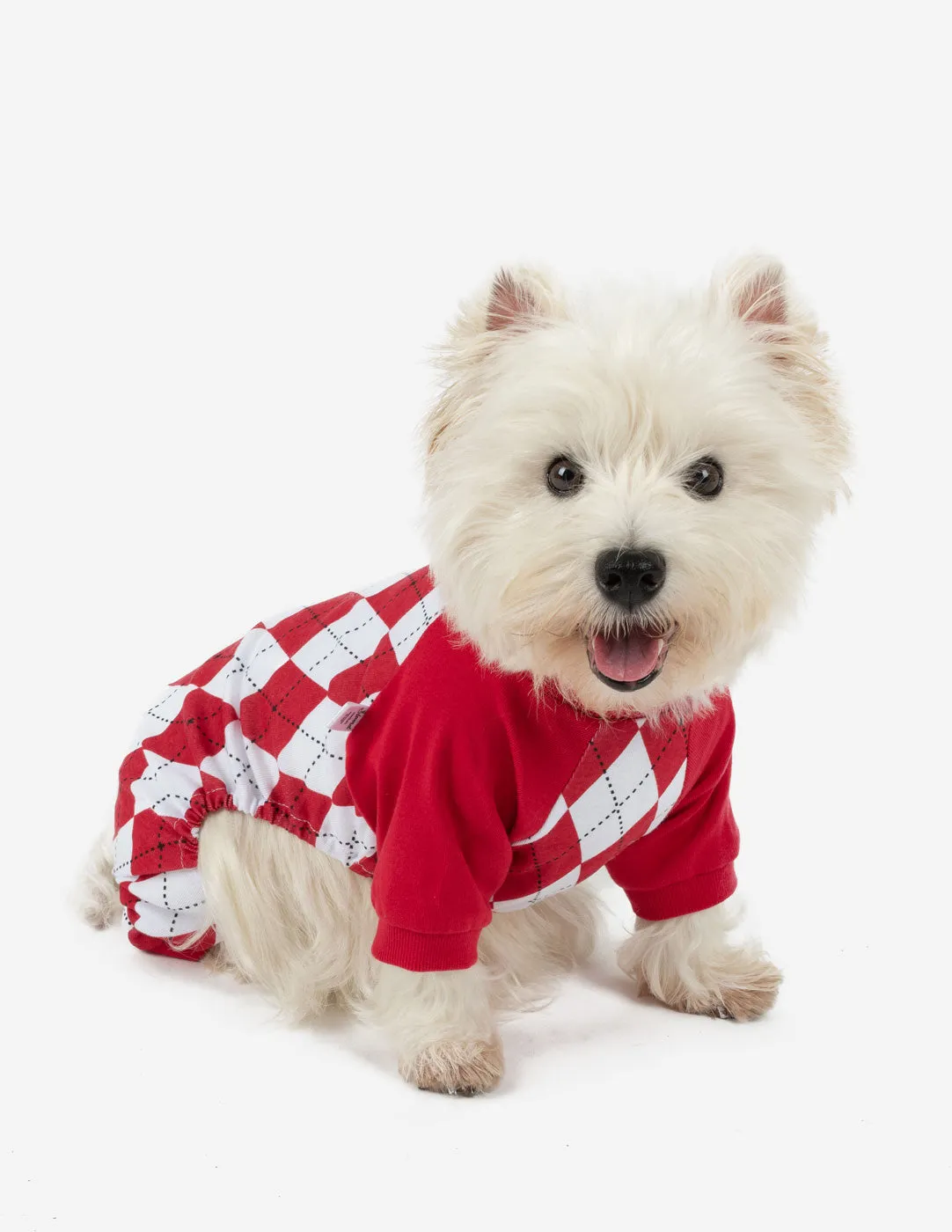 Dog Red & White Argyle Pajamas