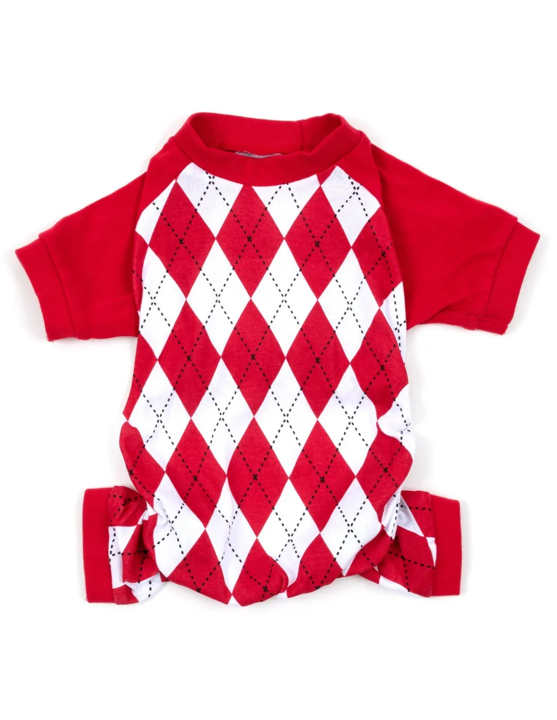 Dog Red & White Argyle Pajamas