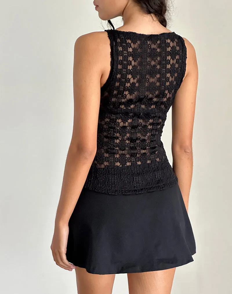 Dudley Vest Top in Regal Lace Black