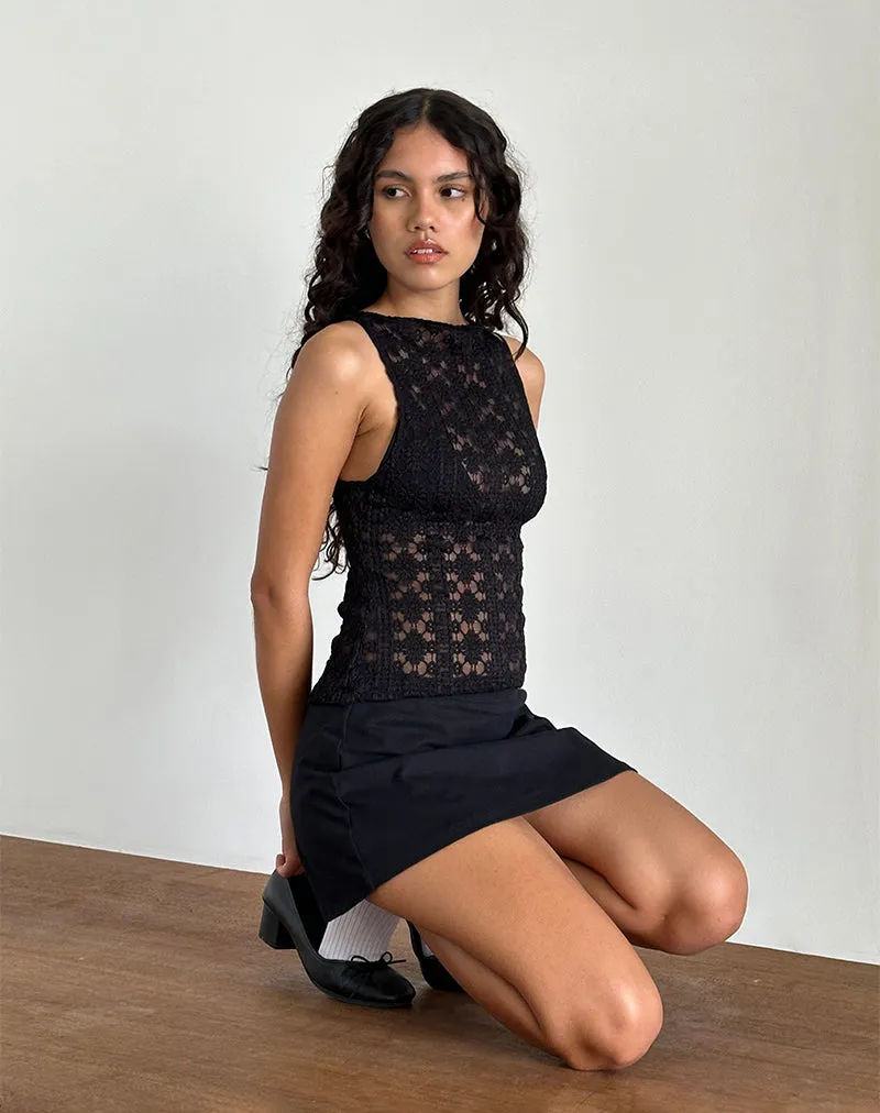 Dudley Vest Top in Regal Lace Black