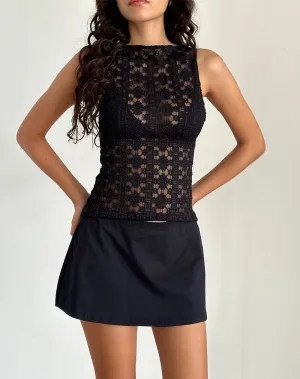 Dudley Vest Top in Regal Lace Black